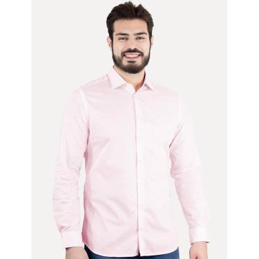 Imagem de Camisa Dudalina Masculina Milano Tricoline Lisa Stretch Rosa Claro-Masculino
