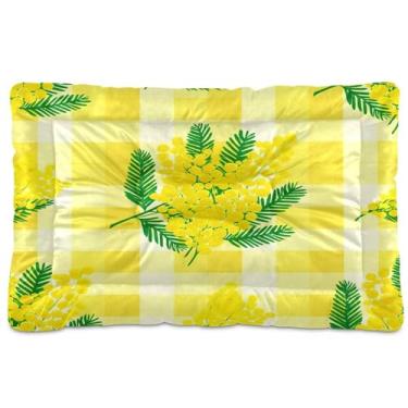 Imagem de SEHANY Cama de flores coloridas para cães e gatos com fundo antiderrapante, cama de canil, colchão macio para animais de estimação, lavável para cães pequenos, médios e grandes, gatos, 91 x 61 cm