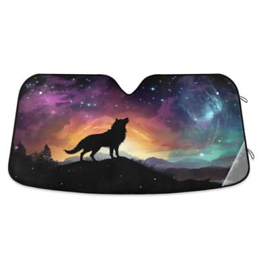 Imagem de ATTX Dreamscapes Wolf Para-brisa de carro 139.7 cm x 70.1 cm Protetor solar universal com proteção UV, persiana de janela frontal automática dobrável para caminhões Sedans SUVs #296