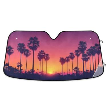 Imagem de ATTX Palmeira Silhuetas Para-brisas Carro Para-brisa 144.8 cm x 80.0 cm Escudo Solar Universal com Proteção UV, Auto Dobrável Persiana Frontal para Sedans SUVs Caminhões #144