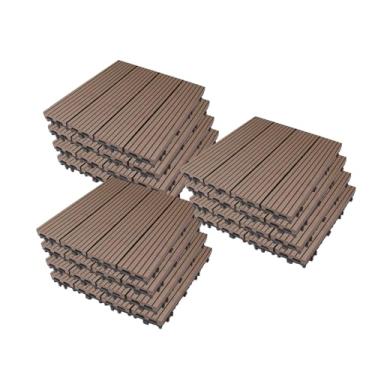 Imagem de Azulejos de deck interligados, azulejos de piso de pátio composto WPC com sistema de clique função de drenagem para varanda piscina varanda quintal área de jogo terraço uso em todos os climas B1 12