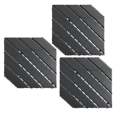 Imagem de Azulejos de deck interligados de plástico, lençóis de pátio com design de drenagem eficiente para banheiro cozinha piscina varanda varanda jardim 12 estilo E 30 peças