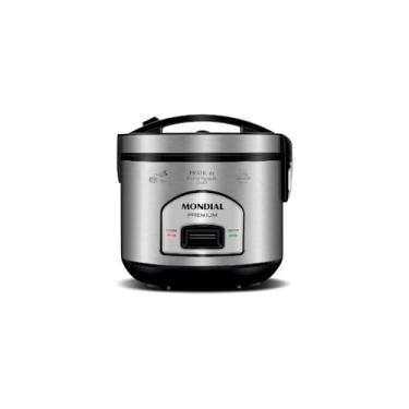 Imagem de Panela Elétrica de Arroz, Aço Inoxidável, 6 Xícaras, 500W, 127V, com Tampa de Vidro Temperado, Bandeja Coletora e Acessório para Cozimento a Vapor, 22,5x21,5cm