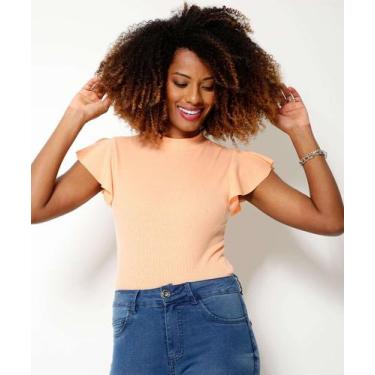 Imagem de Blusa Feminina Decote Redondo Manga Curta Marisa-19022, Laranja, G