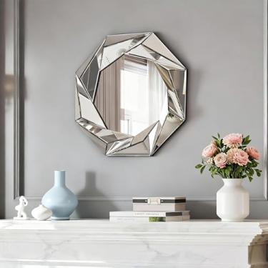 Imagem de DUOHONG Espelhos decorativos redondos para decoração de parede Espelho circular de 81 cm Design Sunburst Espelho de parede moderno para entrada de banheiro