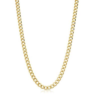 Imagem de Colar masculino Kooljewelry 14 k ouro amarelo preenchido 5 mm alto polido Miami Cuban Curb Link