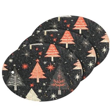 Imagem de Wassud Esponja vintage de polpa de madeira de árvore de Natal para pratos, pacote com 3 esponjas de cozinha para limpeza, esfregão resistente para panelas antiaderentes, esponjas de lavar louça para