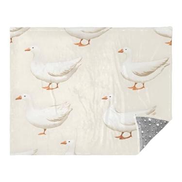 Imagem de YETTASBIN Cobertor que brilha no escuro 139 x 187 cm, cobertor de flanela macia de gansos brancos para adultos e crianças, cobertores aconchegantes reversíveis para sofá, cama, viagens, acampamento |