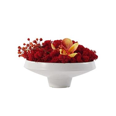 Imagem de Flores artificiais internas em vaso artificial vermelho de 14 cm, lírio artificial com vaso de cerâmica branca, cozinha ou mesa, casa, festa, escritório, interessante
