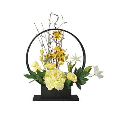 Imagem de LMJYU Flores artificiais em vaso, arranjos de flores falsas para centros de mesa, buquês de festa de casamento, escritório, decoração de casa, flores falsas