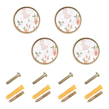 Imagem de xigua 4 maçanetas de armário de coelho fofas redondas de zinco sólido, puxadores decorativos de 3,5 cm para armário de banheiro, cômoda, armário e guarda-roupa