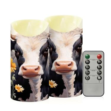 Imagem de Wassud Velas de flor (2) velas sem chama com controle remoto, velas realistas cintilantes com temporizador, velas decorativas para Natal, casamento, festa, decoração de casa média