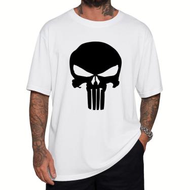 Imagem de Camiseta Oversized Justiceiro Streetwear Algodão Casual-Masculino