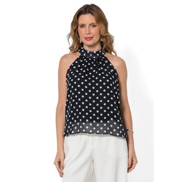 Imagem de Blusa Bisô Cava Americana Poá Azul-Feminino