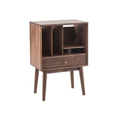 Imagem de Suporte para armazenamento de CDs Armário multifuncional de madeira para discos vinil, aparador para casa com gaveta