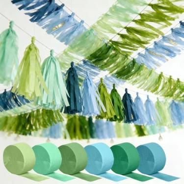 Imagem de Conjunto de 6 rolos de papel crepe, decorações de festa, multicolorido, aniversário, casamento, festival, eventos, artes, artesanato, faça você mesmo