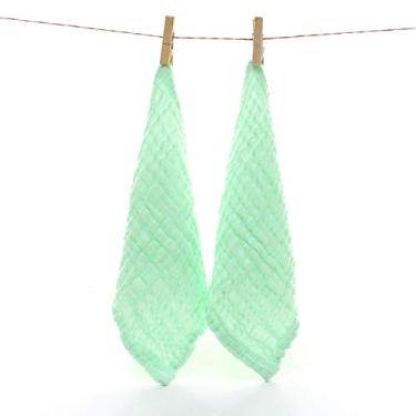 Imagem de Toalha de Algodão Gaz com 6 Camadas para Lavagem Rosto e Mãos Bebê Pequena Cordão Pendurar Bucal Uso Diário Alto Nível F