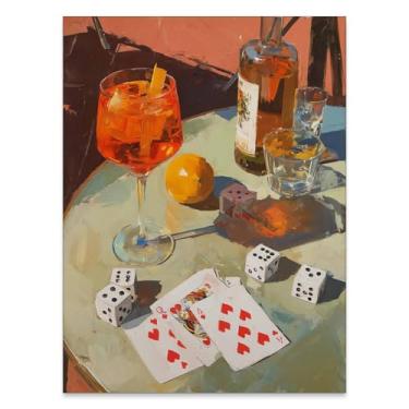 Imagem de YYS Arte de parede em tela de pôquer de dados de coquetel moderno vintage Aperol Spritz Pôster Cool Funky bebidas alcoólicas impressão para cozinha, dormitório, festa, bar, carrinho de decoração, 30,5
