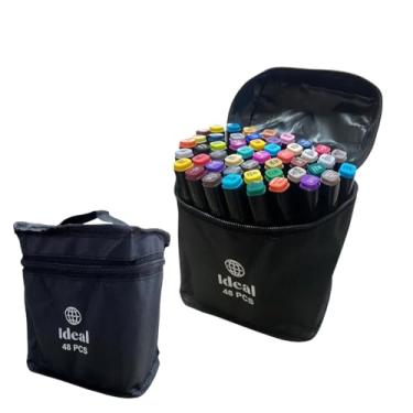 Imagem de Estojo com 48 Canetas Hidrográficas de Colorir, Múltiplas Cores, Plástico, 16x14x11cm, para Desenho, Acima de 3 Anos