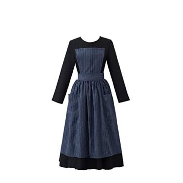 Imagem de RocailleCos Fantasia Maria Do Filme Clássico Da Noviça Rebelde, Vestido Feminino Freira Preto Com Avental Cinza (Xxxl, Preto)