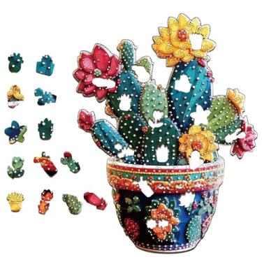 Imagem de Quebra-Cabeça Em De Cacto Florido | Jogo De Quebra-Cabeça De Planta Em Com Desafio Mental,Arte De Flor De Cacto - Para Adultos, Adolescentes, Amigos E Familiares