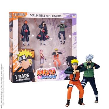 Imagem de P.M.I. Mini bonecos colecionáveis Naruto Shippuden, pacote com 6, caixa de luxo | Conjunto de brinquedos de ação de anime com time 7 ninjas, Akatsuki, Sannin lendário e Shinobi raro (sortido A)