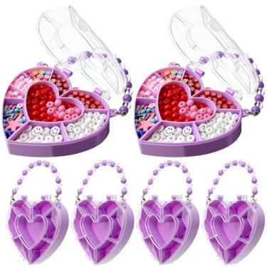 Imagem de Cunno Pacote com 6 caixas de lanche de plástico em forma de coração com alça dividida bandeja de servir com tampa recipiente de charcutaria, organizador portátil de armazenamento de joias para doces