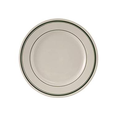 Imagem de Tuxton Placa China TGB-016, 26 cm de diâmetro, redonda, borda larga, borda enrolada, segura para micro-ondas e lava-louças, à prova de forno, totalmente vitrificada, cerâmica, Green Bay, pacote com 12
