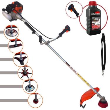 Imagem de Cortador de Grama Import Way IWRGM2T5X163 63cc 3HP 7.500rpm Com Carretel + Facas 2 Pontas, 3 Pontas, 6 Pontas, 80 Dentes Vídea e Escova + Óleo Toyama