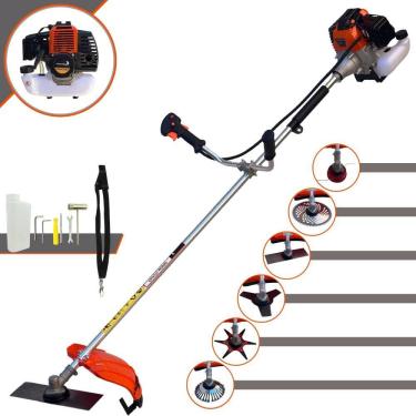 Imagem de Podador de Grama Import Way IWRGM2T5X163 63cc 2T 3HP Com Carretel de Nylon + Facas 2 Pontas, 3 Pontas, 6 Pontas, 80 Dentes de Vídea e Escova de Aço