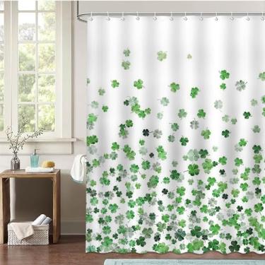 Imagem de Mocsicka Cortina De Chuveiro Do Dia De São Patrício, Trevo Verde, Trevo, Irlandês, Dia De São Patrício, Cortina De Chuveiro, Banheiro, Cortina De Banheira Com 12 Ganchos, 72 X 72 Polegadas