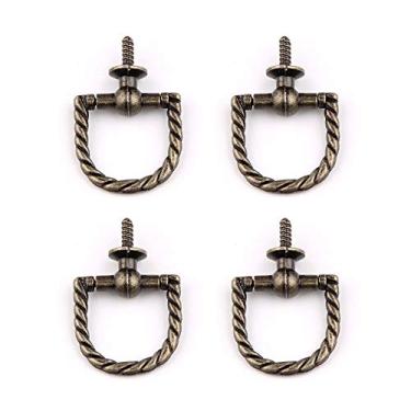 Imagem de PZRT Puxador de gaveta autoroscante, 4 peças, 29 mm x 28 mm, caixa de joias, caixa de presente, puxador de puxar, bronze antigo
