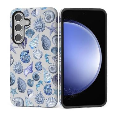 Imagem de Kapadiy Capa para Samsung Galaxy S25 FE, design de concha de praia de verão híbrida de proteção dupla de silicone + capa completa à prova de choque de policarbonato rígido, capa protetora fina