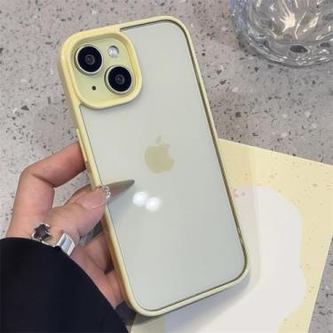 Imagem de HTVJFX Capa protetora rígida e transparente de acrílico para iPhone 16E-SE4, cor Candy Color, com amortecedor, traseira protetora (para iPhone 16E-SE4/amarelo)