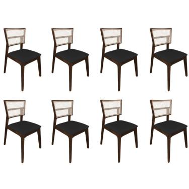 Imagem de Kit 8 Cadeiras De Jantar Tela Premium Madeira Maciça Manuela Preto Veludo Mel