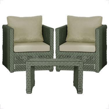 Imagem de Mesa E 2 Poltronas Madri Corda Náutica Estofado 7 Trama Verde