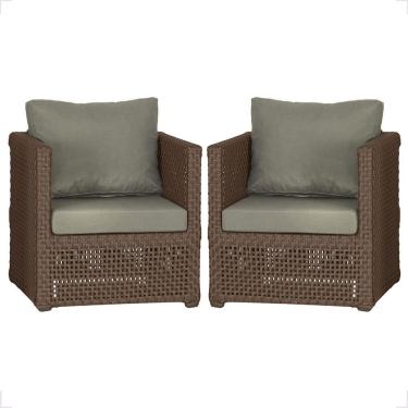 Imagem de 2 Poltronas Madri Alumínio Corda Náutica Estofado 8 Trama Marrom