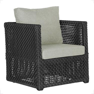 Imagem de 1 Poltrona Madri Alumínio Corda Náutica Estofado 3 Trama Preto