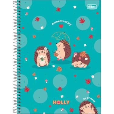 Imagem de Caderno Espiral Capa Dura Azul Ouriço 10 Matérias Holly 20 x 27,5 cm | 160 Folhas - Tilibra