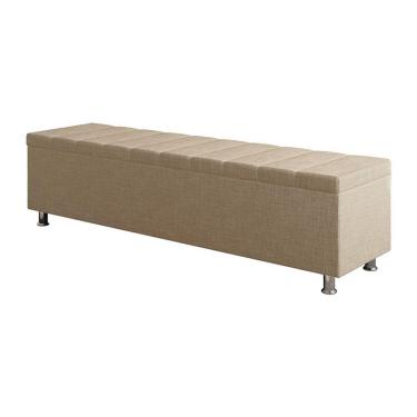 Imagem de Calçadeira Baú Recamier Estofado King 195 Cm ônix Linho Bege