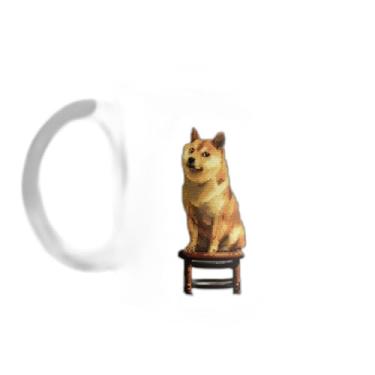 Imagem de Caneca Xícara de Café Porcelana 300ml Com Desenho Cachorro Sentado Em Banco