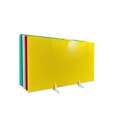 Imagem de Kit 5 Tábuas de Corte Profissional Polietileno 30x25cm 6mm Antibacterianas com Suporte