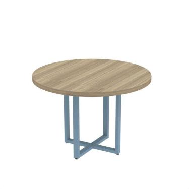 Imagem de Mesa Reunião Redonda 1100pe40tub Noce Naturalle-azul Dali