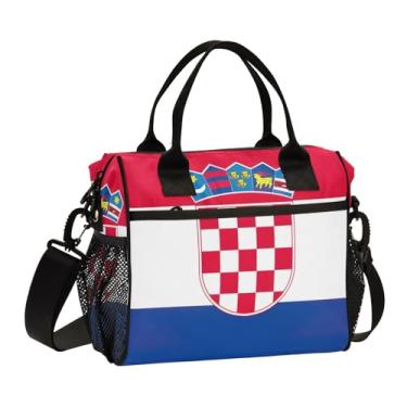 Imagem de ODAWA Lancheira com bandeira da Croácia para crianças, pequena, isolada, lancheira de volta às aulas com alça para meninas, meninos