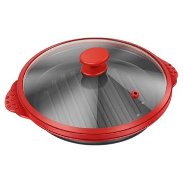 Imagem de Frigideira para micro-ondas, fácil de limpar, resistente ao calor até 230 °C, frigideira com tampa, panelas de silicone para micro-ondas para carne, sanduíche, vegetais