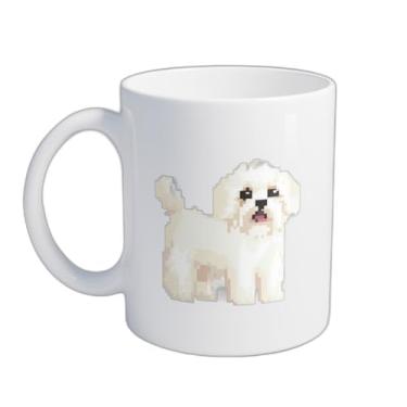 Imagem de Caneca Xícara de Café Porcelana 300ml Estilo Retro Cão Maltês