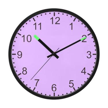 Imagem de ODAWA Relógio de parede malva com luz noturna 30,5 cm relógios de parede decorativos alimentados por bateria