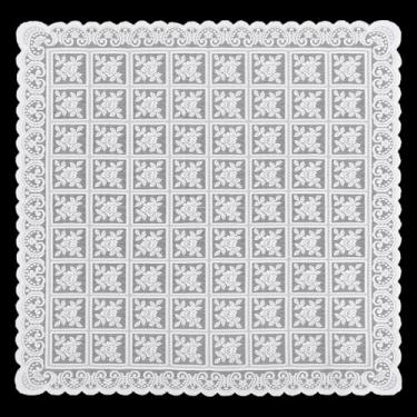 Imagem de DOPENSPI Toalha de mesa de renda, 90 x 90 cm, toalha de mesa quadrada de renda branca, vintage, crochê, capa de mesa de café, para festa de casamento, casa, cozinha, sala de estar