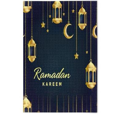 Imagem de Quebra-cabeça adulto preto com estampa de lanterna do Ramadã 1000 peças paisagem arte animal diversão família quebra-cabeças jogos tecnológicos presentes, 1000 peças, 75 cm x 50 cm