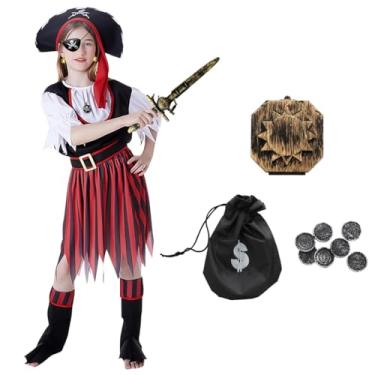 Imagem de Toyokar Roupa de pirata, vestido com meninas, acessórios para meninas, fantasia, conjunto de vestido cosplay feminino com pirata bucaneiro para tops e gaiola, fantasia de pirata, bota masculina